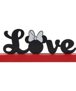 Open Road Brands Disney Love Minnie Mouse Metal Decor On Wood Base