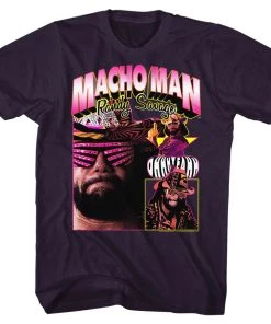 American Classics Macho Man- Macho Collage Blackberry Heather Adult T-shirt T-shirts