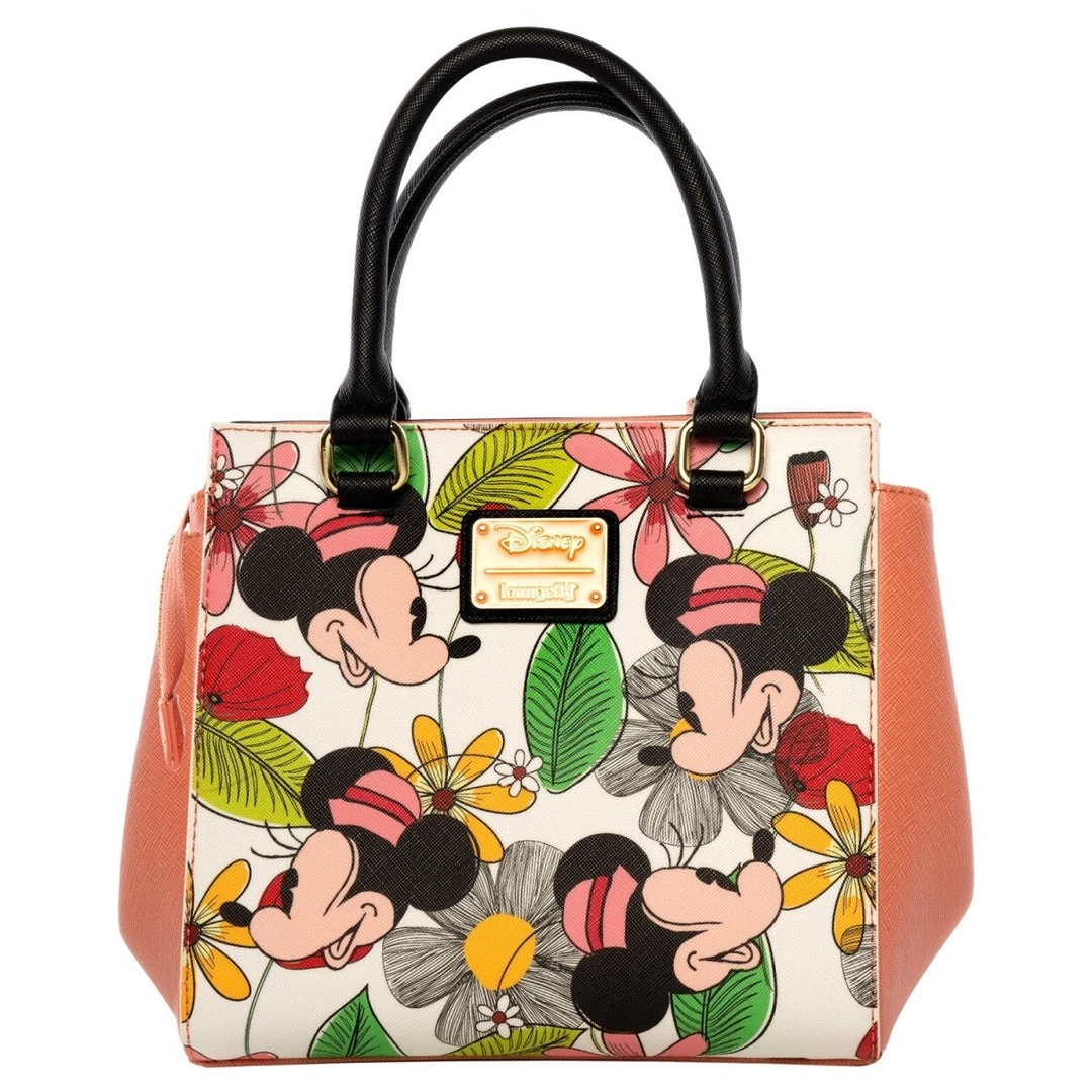 Loungefly Disney Minnie Mouse Flower Print Faux-Leather Crossbody Bag 3 Loungefly Disney Minnie Mouse Flower Print Faux-Leather Crossbody Bag