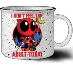 Silver Buffalo Marvel Deadpool Don't Feel Like An Adult 20oz Ceramic Camper Mug