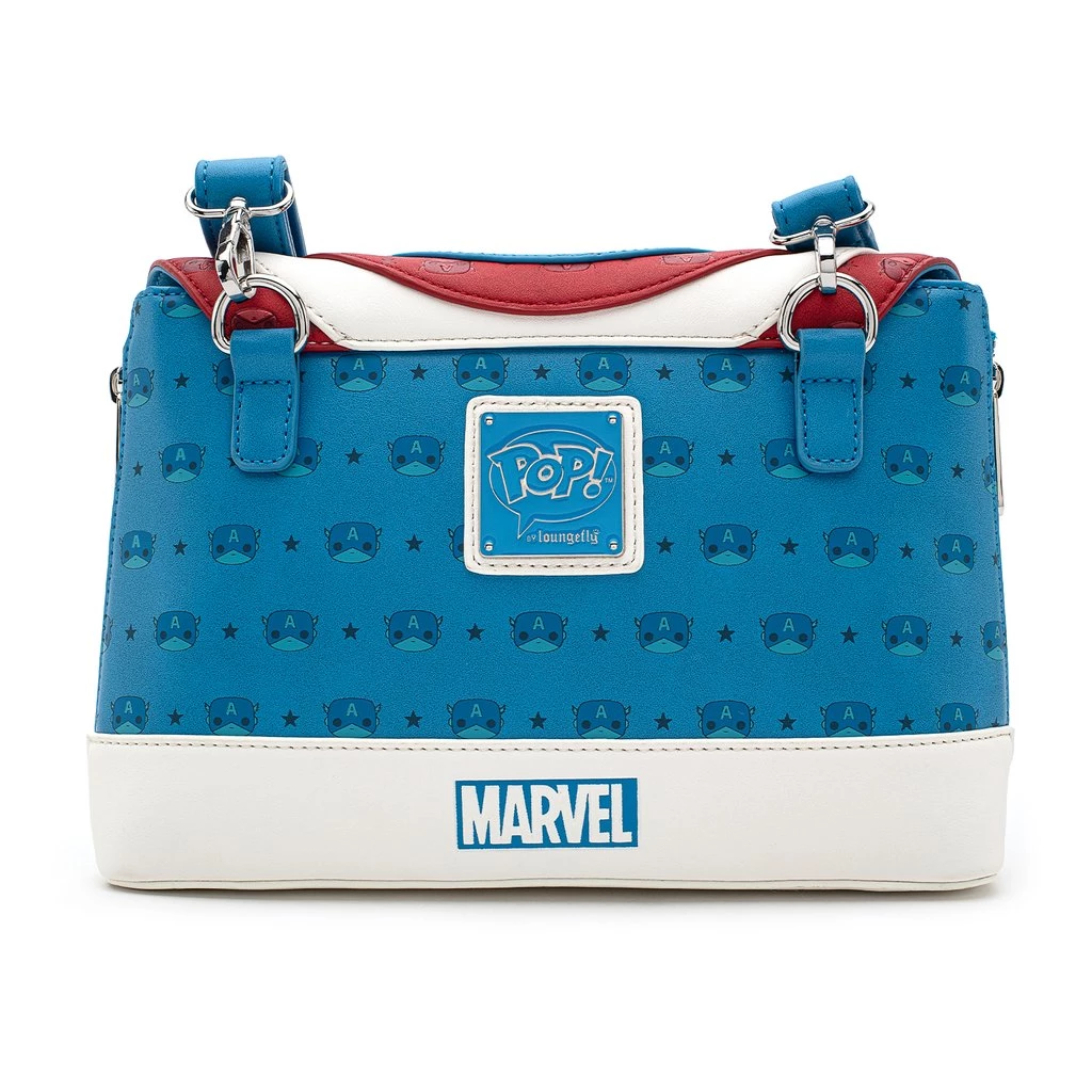 Marvel Comics Captain America Shield Crossbody Bag Purse Loungefly POP! 4 Marvel Comics Captain America Shield Crossbody Bag Purse Loungefly POP!