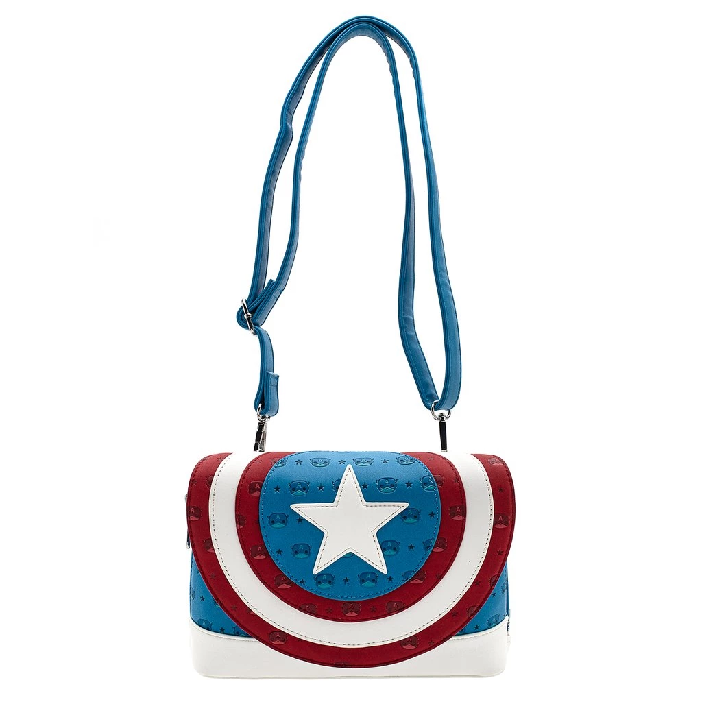 Marvel Comics Captain America Shield Crossbody Bag Purse Loungefly POP! 5 Marvel Comics Captain America Shield Crossbody Bag Purse Loungefly POP!