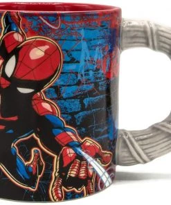 Silver Buffalo Marvel Comics Spiderman Brick Web Slinger With Sculpted Handle Ceramic Mug 20 Oz