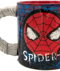 Silver Buffalo Marvel Comics Spiderman Brick Web Slinger With Sculpted Handle Ceramic Mug 20 Oz