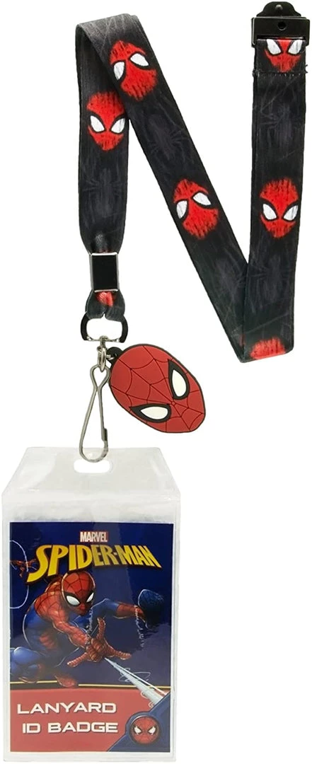 Silver Buffalo Marvel Spidey Face Scratches Border Lanyard With Badge Holder And Charm 3 Silver Buffalo Marvel Spidey Face Scratches Border Lanyard With Badge Holder And Charm