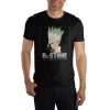 Bioworld Dr. Stone Anime Cartoon Short Sleeve Black T-shirt 1 Bioworld Dr. Stone Anime Cartoon Short Sleeve Black T-shirt