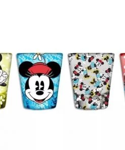 Silver Buffalo Vintage Mouse 4 Piece Shot Glass Set Colored Glass Set