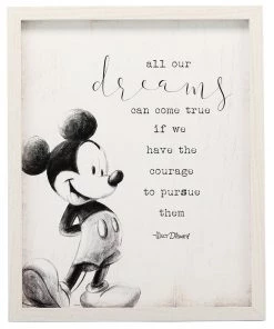 Open Road Brands Mickey Mouse Dreams Framed Rustic Wall Decor Disney