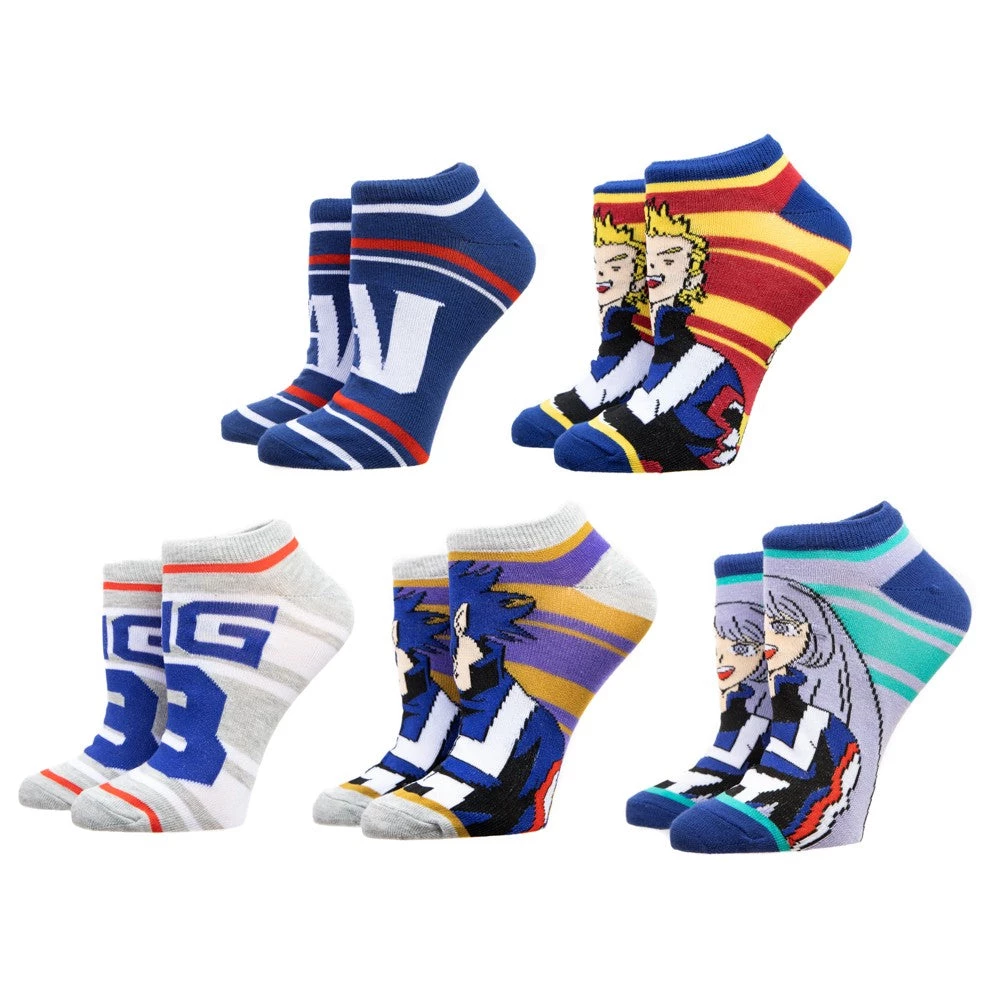Bioworld My Hero Academia 5 Pair Ankle Socks 3 Bioworld My Hero Academia 5 Pair Ankle Socks