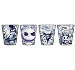 Silver Buffalo Disney The Nightmare Before Christmas Inkblots 4pc. 1.5oz. Mini Glass Set 4x1