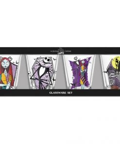 Silver Buffalo NBC: Jack And Sally Geo Patterns 4 PC Shot Glass Sets Clear Glass The Nightmare Before Christmas