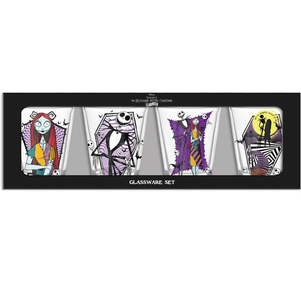 Silver Buffalo NBC: Jack And Sally Geo Patterns 4 PC Shot Glass Sets Clear Glass The Nightmare Before Christmas 3 Silver Buffalo NBC: Jack And Sally Geo Patterns 4 PC Shot Glass Sets Clear Glass The Nightmare Before Christmas