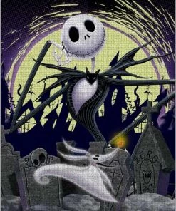 Silver Buffalo Disney Nightmare Before Christmas Jack In Graveyard 16'' X 24'' Canvas Wall Art