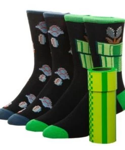 Bioworld Super Mario Bros Mens Crew Socks 2 Pack Mario Series