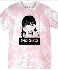 Goodie Two Sleeves Animabae Sad Girls Pale Pink T- Shirt