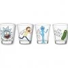 Silver Buffalo Rick & Morty Character Phrases 4PC Shot Glass Sets Clear Glass