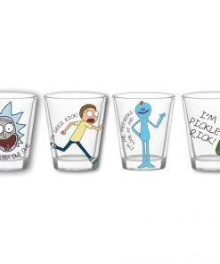Silver Buffalo Rick & Morty Character Phrases 4PC Shot Glass Sets Clear Glass
