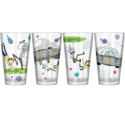 Silver Buffalo Rick & Morty 4 PC 16oz Pint Glass Set Rick And Morty