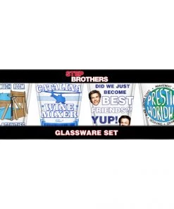 Silver Buffalo Houseware Step Brothers Catch Phrase Set 4 PC Shot Glass Sets Clear Glass