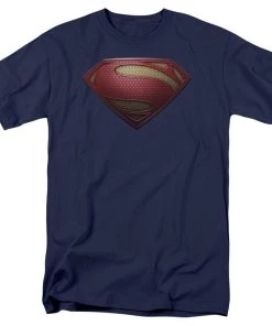 Changes Superman Man Of Steel Shield Apparel T-Shirt - Navy Blue