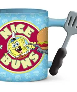 Silver Buffalo Movies Spongebob Squarepants Nice Buns 20 Oz Ceramic Mug With Sculpted Handle
