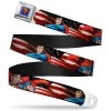 Buckle-Down DC Comics Superman Poses/American Flag Full Color Blue Seatbelt Buckle Belt