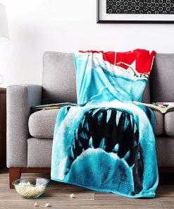 Silver Buffalo Jaws Micro Plush 50in X 60in Throw Blanket