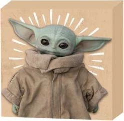 Silver Buffalo Star Wars The Mandalorian The Child Burst 6''x 6'' X 1.5 Wood Box Sign