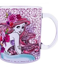 Silver Buffalo Disney Princess Ariel Floral 17.5oz. Glass Coffee Mug