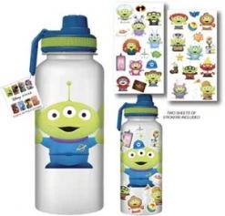 Silver Buffalo Toy Story Alien Characters 32oz Twist Spout Plastic Bottle W Sticker Set Disney