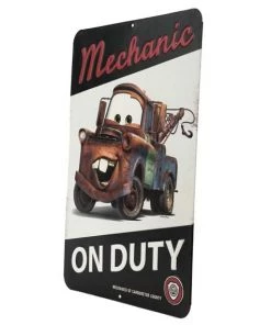 Open Road Brands Disney Tow Mater Mechanic Embossed Tin Sign
