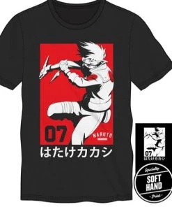 Bioworld Naruto Kakashi Hatake Team 07 Manga Men's Black T-Shirt