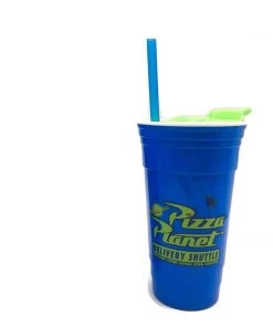 Silver Buffalo Toy Story Pizza Planet Delivery Shuttle 32oz Plastic Tumbler With Lid And Straw