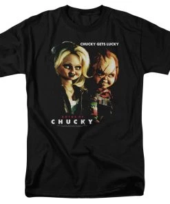 Trevco Movies Bride Of Chucky Horror Comedy Movie Chucky Gets Lucky Adult Ringer T-Shirt Tee