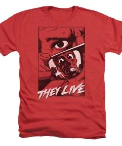 Trevco T-shirts They Live Graphic Poster Adult Red T-Shirt