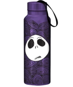 Silver Buffalo Nightmare Before Christmas Confused Face 27oz Stainless Steel Water Bottle With Strap Disney