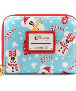 Loungefly Disney Mickey Minnie Snowman AOP Ziparound Wallet