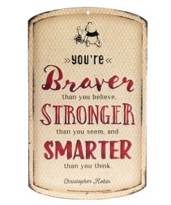 Open Road Brands Winnie The Pooh Braver Embossed Tin Sign