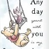 Silver Buffalo Winnie The Pooh Any Day With You 5" X 7" X1.5" Box Sign Wall Art