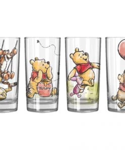 Silver Buffalo Winnie The Pooh Piglet- Tiger- Hunny 4pc 10oz Glass Set