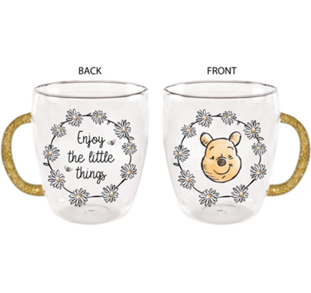 Silver Buffalo Winnie The Pooh Everyone The Little Things 14 Oz Glitter Handle Glass Mug Disney 3 Silver Buffalo Winnie The Pooh Everyone The Little Things 14 Oz Glitter Handle Glass Mug Disney