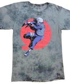 Bioworld Anime Naruto Kakashi Grey Tie Dye T-shirt