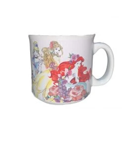 Silver Buffalo Disney Princess Floral Trio On Pattern 20oz Ceramic Camper Mug