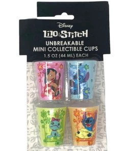 Silver Buffalo Lilo & Stitch Lilo And Stitch Tropical Panel 4pc 1.5oz Plastic Mini Cup Set