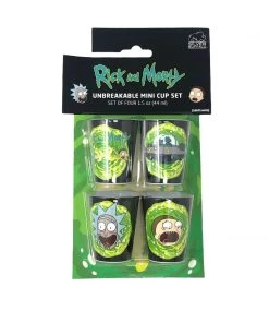 Silver Buffalo Rick And Morty Space Portals 4pc 1.5oz Plastic Mini Cup Set