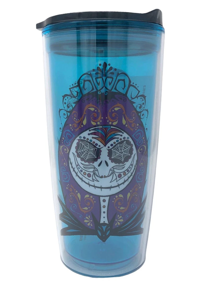Silver Buffalo NBC- Sugar Skulls Jack And Sally 20oz Double Wall Travel Tumbler W/ Slide Close Lid 4 Silver Buffalo NBC- Sugar Skulls Jack And Sally 20oz Double Wall Travel Tumbler W/ Slide Close Lid