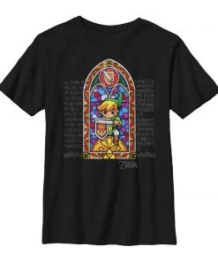 FifthSun Video Games NINTENDO LEGEND OF ZELDA STAINED GLASS BOYS GRAPHIC T SHIRT