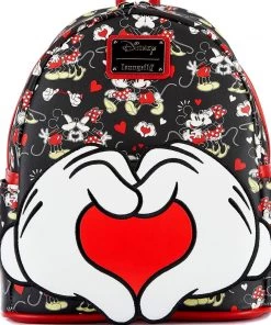 Loungefly Mickey Mouse And Minnie Mouse Heart Hands Mini-Backpack