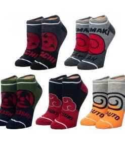 Bioworld Naruto Color Block Ankle Socks Set Of 5