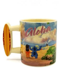 Silver Buffalo Disney Lilo And Stitch Aloha Beach Mug With Shaped Handle, 20-Ounce